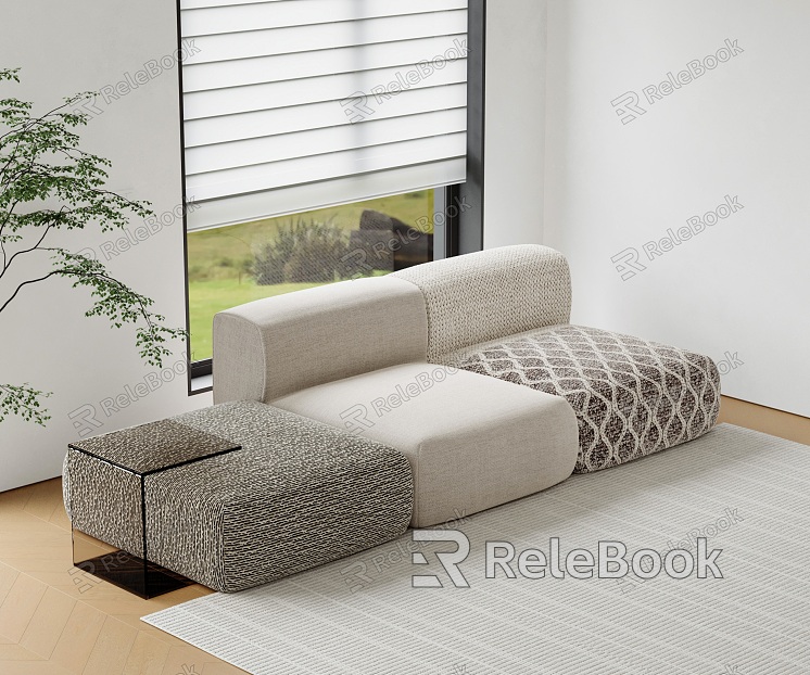 Modern Fabric Sofa Modular Sofa Combination Sofa In-line Sofa Three-seat Sofa model