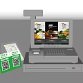 Modern cash register cashier machine QR code 3d model