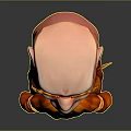 Detailed Fierce 3D Head Sculpture With Red Beard And Yellow Decorations