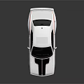 White Muscle Car With Black Stripes Sleek Body And Sporty Design