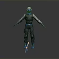 Tactical Warrior In Armor With Mythical Beast Companion Standing Together