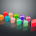 Colorful Square Shaped Desserts With Flower Patterns And Vibrant Colors