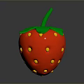 Fresh Red Strawberry With Green Leaves And Yellow Seeds On Dark Background