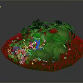 Jungle Adventurer Character Amidst Lush Tropical Plants And Green Grass Terrain