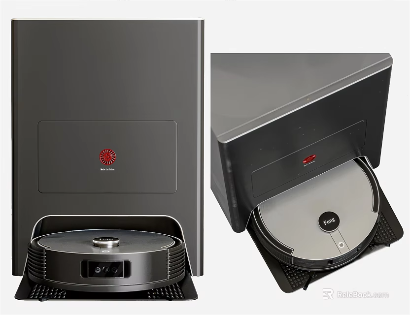Modern Robot Vacuum Cleaner for Daily Use with Black Design and Open Lid 3d model 