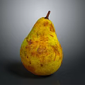 Fresh Ripe Yellow Pear With Brown Spots And Brown Stem On Gray Background
