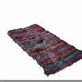 Vibrant Multicolored Square Shaggy Rug With Horizontal Stripes And Soft Plush Texture