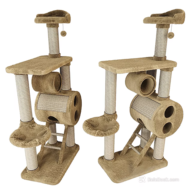Sturdy Multi Level Cat Tree With Plush Platforms And Scratching Posts 3d model 