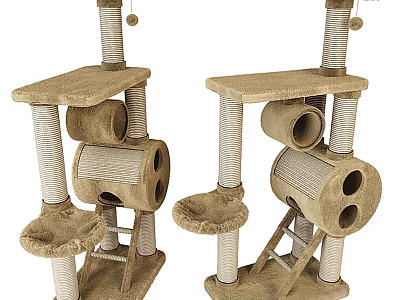 Sturdy Multi Level Cat Tree With Plush Platforms And Scratching Posts 3d model