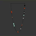 Colorful Beaded Necklace With Black String And Assorted Colored Beads In Red Blue Gray White