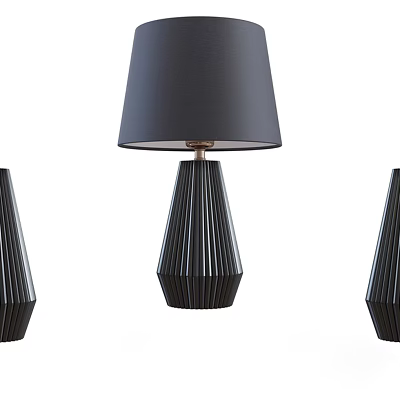 Modern Table Lamps With Pleated Bases And Black Shades Set Of Three 3d model