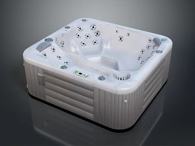 Modern Square Hot Tub With Multiple Jets And Control Panel For Home Relaxation 3d model