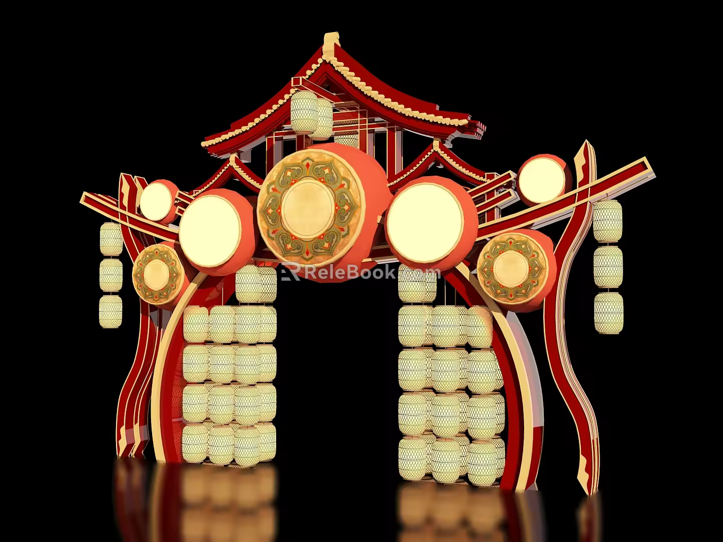 New Chinese style ancient building archway Guochao Guofeng block night market entrance and exit Meichen archway scenic spot gate tower scenic spot gate Guofeng entrance and exit market night city entrance and exit 3d model