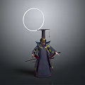Traditional Ancient Style Figure With Tall Hat And White Circular Ring