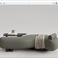 Modern Bed End Stool Curved Bench Low Tread Chaise 3d model
