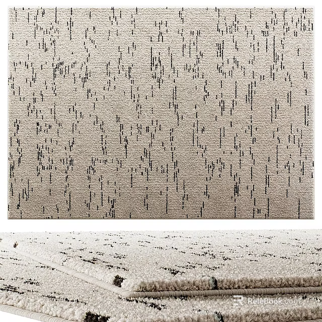 Modern Square Carpet With Abstract Black Lines On Beige Soft Fabric For Living Room 3d model 