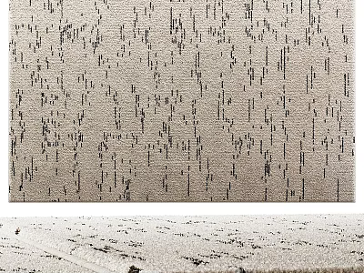 Modern Square Carpet With Abstract Black Lines On Beige Soft Fabric For Living Room 3d model