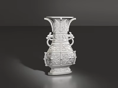Traditional White Jewelry Ornament With Dragon Handles And Intricate Carvings 3d model