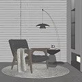 Modern Living Room Interior With Leather Leisure Chair Blanket Side Table Floor Lamp And Fireplace