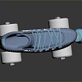 Blue Vintage Roller Skates With White Wheels And Brown Toe For Skater
