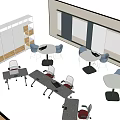Spacious Functional Desks With Ergonomic Chairs In Modern Open Office Layout 3d model