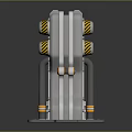 Industrial Radiation Equipment With Gray Structure Vertical Pipes And Circular Components
