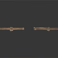 Two Artistic Handmade Crossed Wooden Stick Decorative Sculptures in Minimalist Style