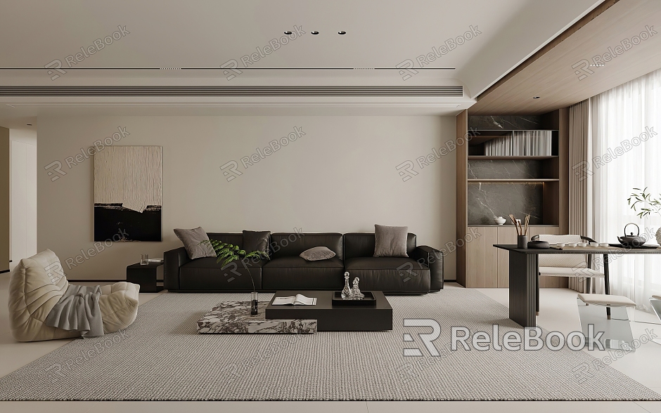 Guest Dining Room Combination Sofa Tea Room Tea Table TV Background Wall Simple Extremely Simple Living Room F909 model