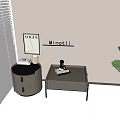 Modern Minotti Bedside Tables Round and Square Designs With Books Cup and Decorative Items