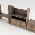 Wooden Furniture Collection With Horse Head Design Shelves And Drawer Cabinets