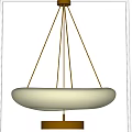 Modern Minimalist Pendant Light With White Circular Shade And Metallic Brass Suspension Rods