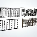 Various Decorative Wrought Iron Railings With Intricate Patterns And Designs 3d model