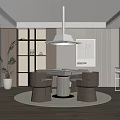 Modern Hotel Mahjong Room Interior Design With Wooden Table Comfortable Chairs And Green Plant