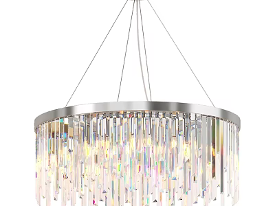 Elegant Modern Crystal Chandelier With Hanging Prisms And Circular Frame 3d model