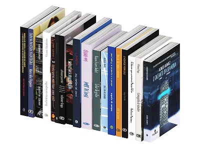Colorful Book Stack With Various Cover Designs And Spines On White Background 3d model