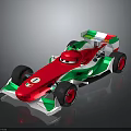 Red Green White Formula Racing Car With Number 1 And Aerodynamic Sporty Black Wheels