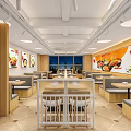 Modern Restaurant Interior With Wooden Decor Open Display Case Fresh Ingredients And Dining Tables
