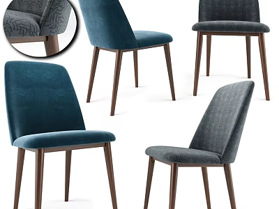 Modern Accent Chair With Teal Gray Velvet Fabric And Wooden Legs Design 3d model