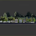 3D Cartoon Scene Model With Road Buildings Trees And Water Area