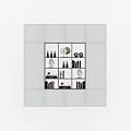 Modern White Built in Bookcase with Multiple Shelves and Decorative Items 3d model