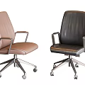 Modern Office Chair With Light Brown And Black Leather Seats Metal Base And Wheels
