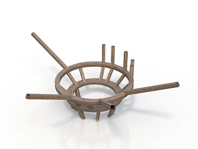 Wooden Circular Equipment Frame With Extending Arms And Internal Support Rods 3d model