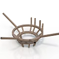 Wooden Circular Equipment Frame With Extending Arms And Internal Support Rods
