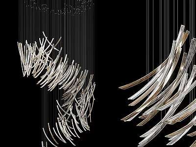 Modern Unique Artistic Chandelier With Streamlined Curved Metal Structure For Interior Decoration 3d model
