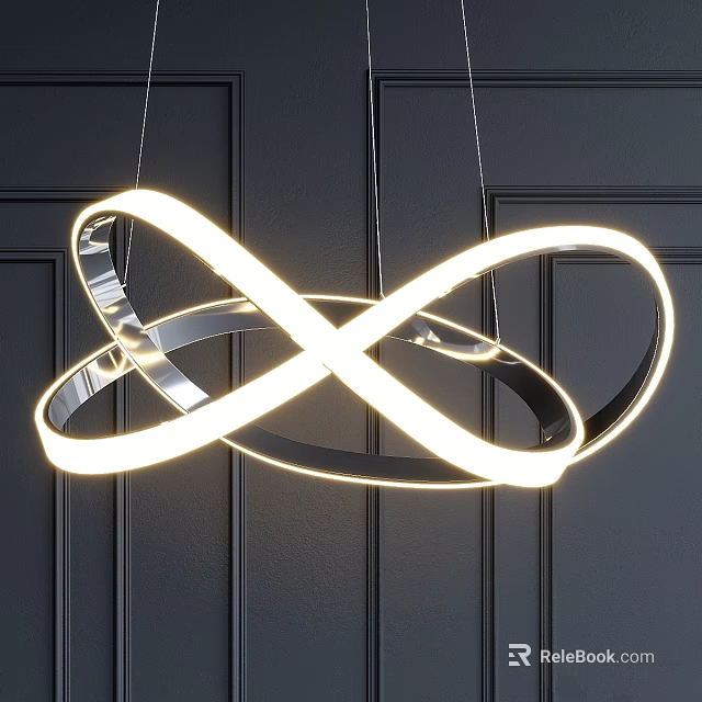 Modern LED Chandelier With Infinity Loop Design And Metallic Finish On Dark Wall 3d model 