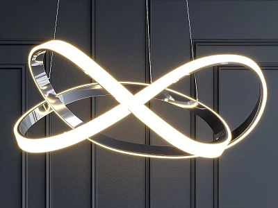 Modern LED Chandelier With Infinity Loop Design And Metallic Finish On Dark Wall 3d model