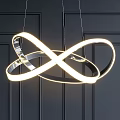 Modern LED Chandelier With Infinity Loop Design And Metallic Finish On Dark Wall