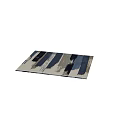 Modern Square Rug With Blue White Gray Striped Abstract Patterns In Bright Interior