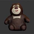 Brown Plush Stuffed Bear Toy With White Belly Red Nose And Black Eyes