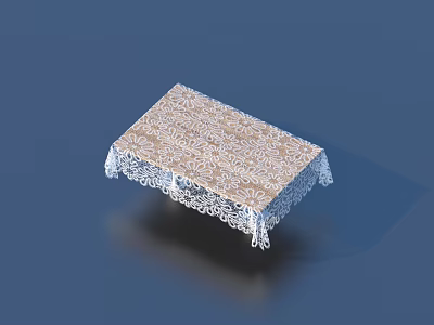 Decorative Small Wooden Table With Lace Edge And Carved Pattern On Blue Background 3d model